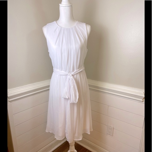 Calvin Klein Dreamy White Crinkle Fabric Dress 10 FREE SHIP - Picture 1 of 5